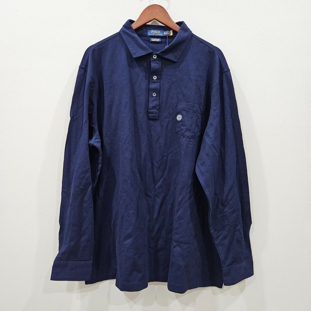 Polo Ralph Lauren Mens Stretch Mesh Polo Shirt Size XXL Navy Custom Slim Fit